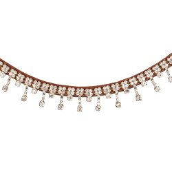 Frontal de cuero de becerro con cristales Queen Acavallo Coñac / transparente