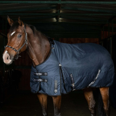 Cubierta de paddock 500g en tejido rip-stop modelo Alberta Equestro Marino Azul marino