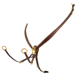 Pechopetral para salto de cuero con hebillas de acero Equestro Coñac Marr&amp;amp;amp;oacute;n