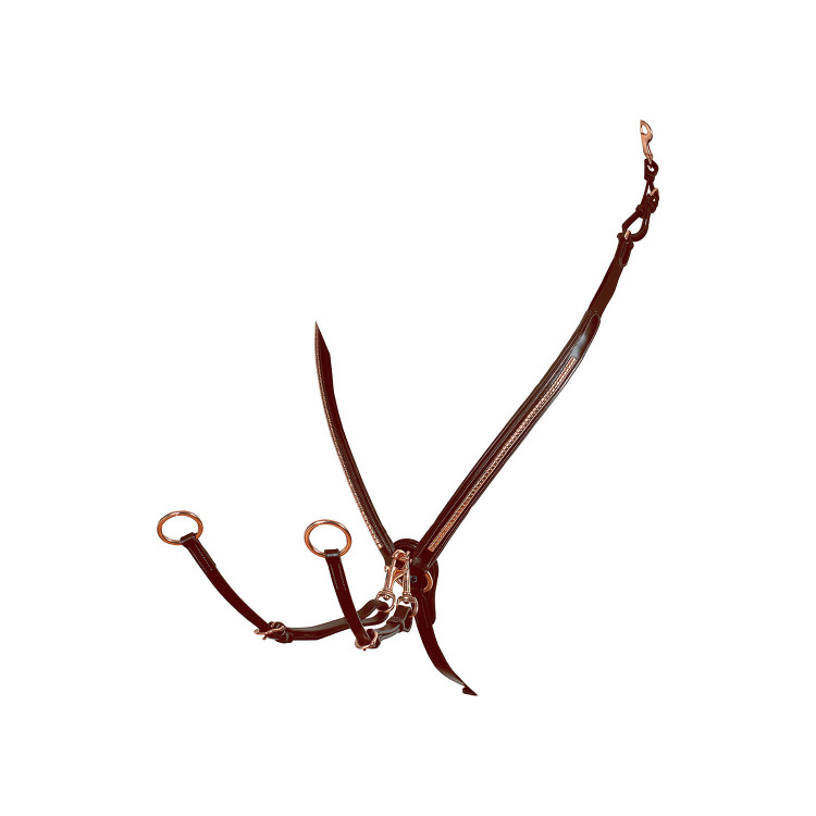 Pechopetral con clincher y horquilla de cuero oro rosa Equestro