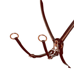 Pechopetral con clincher y horquilla de cuero oro rosa Equestro Pechopetral con clincher y horquilla de cuero oro rosa Equestro