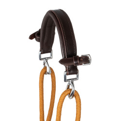 Cabezada de cuero de becerro italiano y nailon Acavallo Marrón oscuro Marr&amp;amp;amp;oacute;n