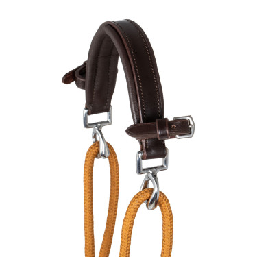 Cabezada de cuero de becerro italiano y nailon Acavallo Marrón oscuro Marr&amp;amp;amp;oacute;n