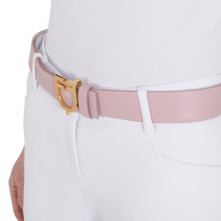 Cinturón de cuero liso reversible con hebilla con logo Equestro Oro / rosa-blanco