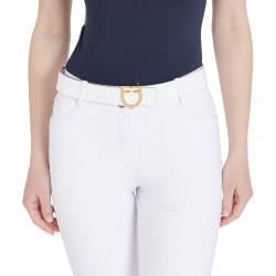 Cinturón de cuero liso reversible con hebilla con logo Equestro Oro / rosa-blanco