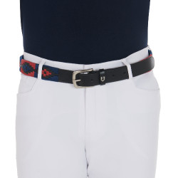 Cinturón de cuero con diseño suroeste Equestro Negro / azul / burdeos Multicolor