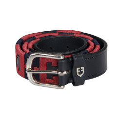 Cinturón de cuero con diseño geométrico Equestro Negro / azul / burdeos