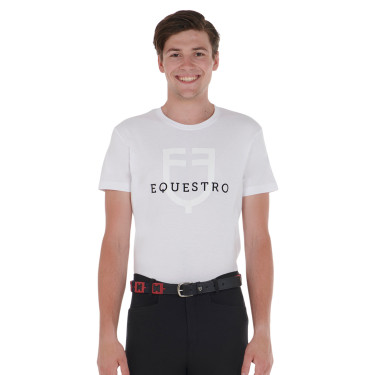 Cinturón de cuero con diseño geométrico Equestro Negro / azul / burdeos Multicolor