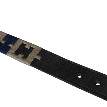 Cinturón de cuero con diseño geométrico Equestro Negro / marino / gris Multicolor