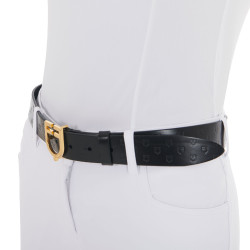 Cinturón de cuero con logotipo y hebilla con logotipo Equestro Cinturón de cuero con logotipo y hebilla con logotipo Equestro