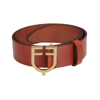 Cinturón de cuero con logotipo y hebilla con logotipo Equestro Oro / coñac Marr&amp;amp;amp;oacute;n