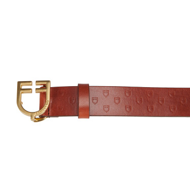 Cinturón de cuero con logotipo y hebilla con logotipo Equestro Oro / coñac Marr&amp;amp;amp;oacute;n