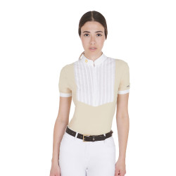 Cinturón inglés de cuero con embocadura eggbutt Equestro Marrón / oro