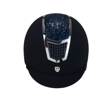 Casco de terciopelo ultraligero con strass Eclipse Equestro Navy blue / plata Azul