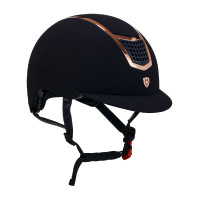 Casco Eclipse de terciopelo liso (3 acolchados) Equestro Marino / oro rosa Azul marino