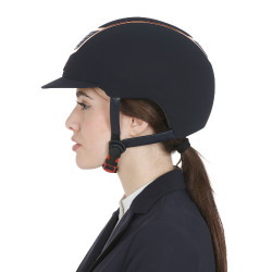 Casco Eclipse de terciopelo liso (3 acolchados) Equestro Marino / oro rosa Azul marino