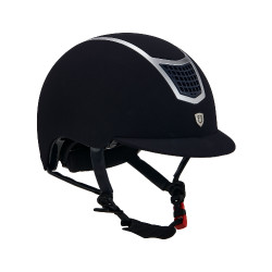 Casco Eclipse de terciopelo liso (3 acolchados) Equestro Navy blue / plata Azul