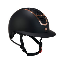 Casque Eclipse avec strass et visière large (3 rembourrages) Equestro Negro / oro rosa