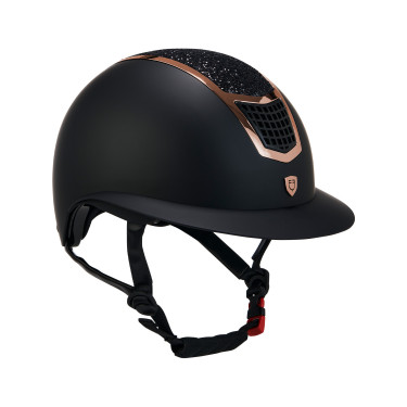 Casque Eclipse avec strass et visière large (3 rembourrages) Equestro Negro / oro rosa