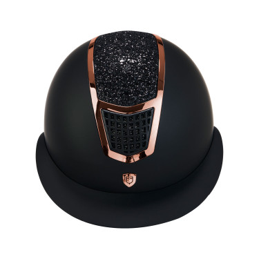 Casque Eclipse avec strass et visière large (3 rembourrages) Equestro Negro / oro rosa