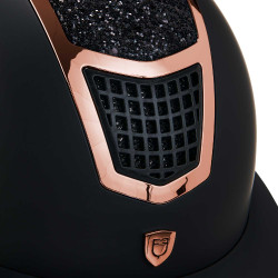 Casque Eclipse avec strass et visière large (3 rembourrages) Equestro Negro / oro rosa