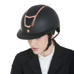 Casque Eclipse avec strass et visière large (3 rembourrages) Equestro Negro / oro rosa