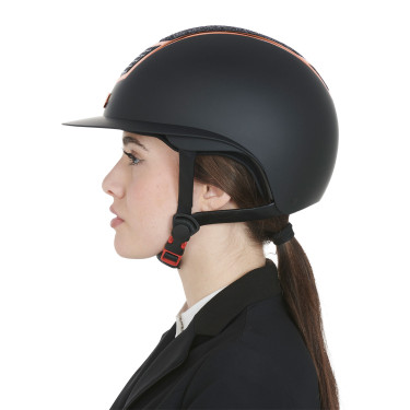 Casque Eclipse avec strass et visière large (3 rembourrages) Equestro Negro / oro rosa