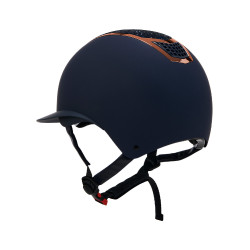 Casco Eclipse con strass y visera ancha (3 acolchados) Equestro Marino / oro rosa Azul marino