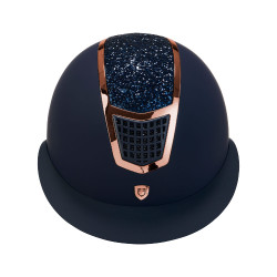 Casco Eclipse con strass y visera ancha (3 acolchados) Equestro Marino / oro rosa Azul marino