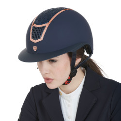 Casco Eclipse con strass y visera ancha (3 acolchados) Equestro Marino / oro rosa Azul marino