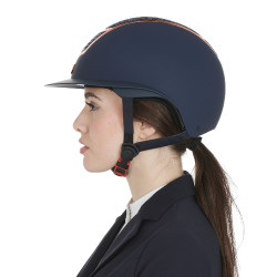 Casco Eclipse con strass y visera ancha (3 acolchados) Equestro Marino / oro rosa Azul marino