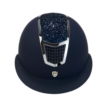 Casco Eclipse con strass y visera ancha (3 acolchados) Equestro Navy blue / plata Azul
