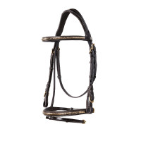 Brida inglesa de cuero clincher sin riendas Equestro Marrón oscuro Marr&amp;amp;amp;oacute;n
