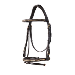 Brida inglesa de cuero clincher sin riendas Equestro Marrón oscuro Marr&amp;amp;amp;oacute;n