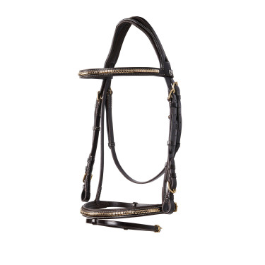 Brida inglesa de cuero clincher sin riendas Equestro Marrón oscuro Marr&amp;amp;amp;oacute;n