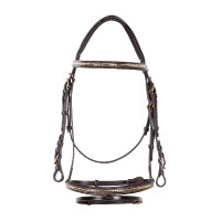 Brida inglesa de cuero clincher sin riendas Equestro Marrón oscuro Marr&amp;amp;amp;oacute;n