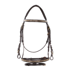 Brida inglesa de cuero clincher sin riendas Equestro Marrón oscuro Marr&amp;amp;amp;oacute;n