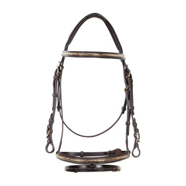 Brida inglesa de cuero clincher sin riendas Equestro Marrón oscuro Marr&amp;amp;amp;oacute;n
