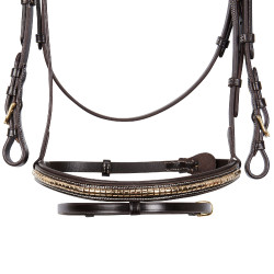 Brida inglesa de cuero clincher sin riendas Equestro Marrón oscuro Marr&amp;amp;amp;oacute;n