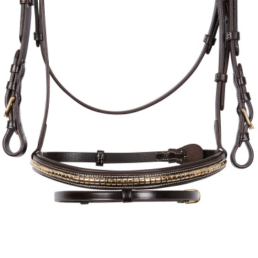 Brida inglesa de cuero clincher sin riendas Equestro Marrón oscuro Marr&amp;amp;amp;oacute;n