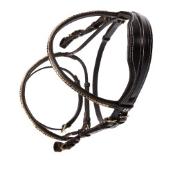 Brida inglesa de cuero clincher sin riendas Equestro Marrón oscuro Marr&amp;amp;amp;oacute;n