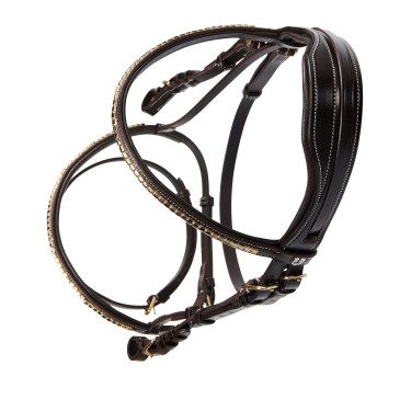 Brida inglesa de cuero clincher sin riendas Equestro Marrón oscuro Marr&amp;amp;amp;oacute;n