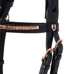 Brida inglesa de cuero clincher color oro rosa sin riendas Equestro Brida inglesa de cuero clincher color oro rosa sin riendas Equestro