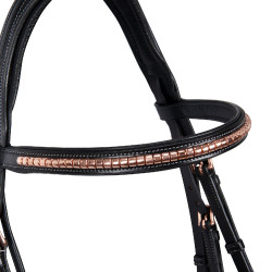 Brida inglesa de cuero clincher color oro rosa sin riendas Equestro Brida inglesa de cuero clincher color oro rosa sin riendas Equestro