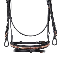 Brida inglesa de cuero clincher color oro rosa sin riendas Equestro Brida inglesa de cuero clincher color oro rosa sin riendas Equestro