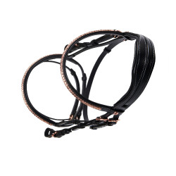 Brida inglesa de cuero clincher color oro rosa sin riendas Equestro Brida inglesa de cuero clincher color oro rosa sin riendas Equestro