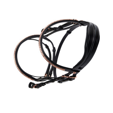 Brida inglesa de cuero clincher color oro rosa sin riendas Equestro Brida inglesa de cuero clincher color oro rosa sin riendas Equestro