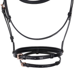 Brida inglesa de cuero clincher color oro rosa sin riendas Equestro Brida inglesa de cuero clincher color oro rosa sin riendas Equestro