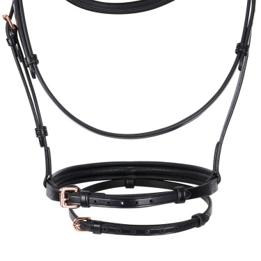 Brida inglesa de cuero clincher color oro rosa sin riendas Equestro Brida inglesa de cuero clincher color oro rosa sin riendas Equestro
