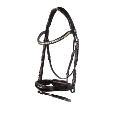 Brida inglesa de cuero con lentejuelas sin riendas Equestro